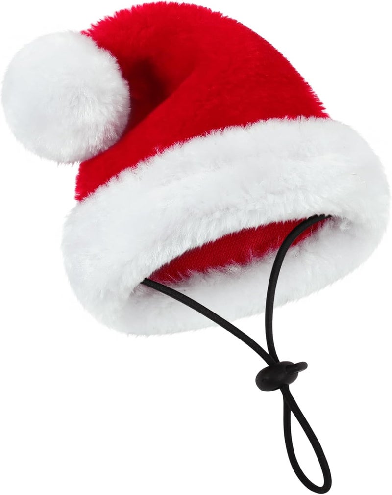 Queenmore Santa Hat for Dogs and Cats, Funny Tiny Christmas Hat for Small Dogs, Soft Plush Festive Red & White Santa Claus Costume, Christmas Dog Costume Cat Costume with Adjustable Band, S - Image 4
